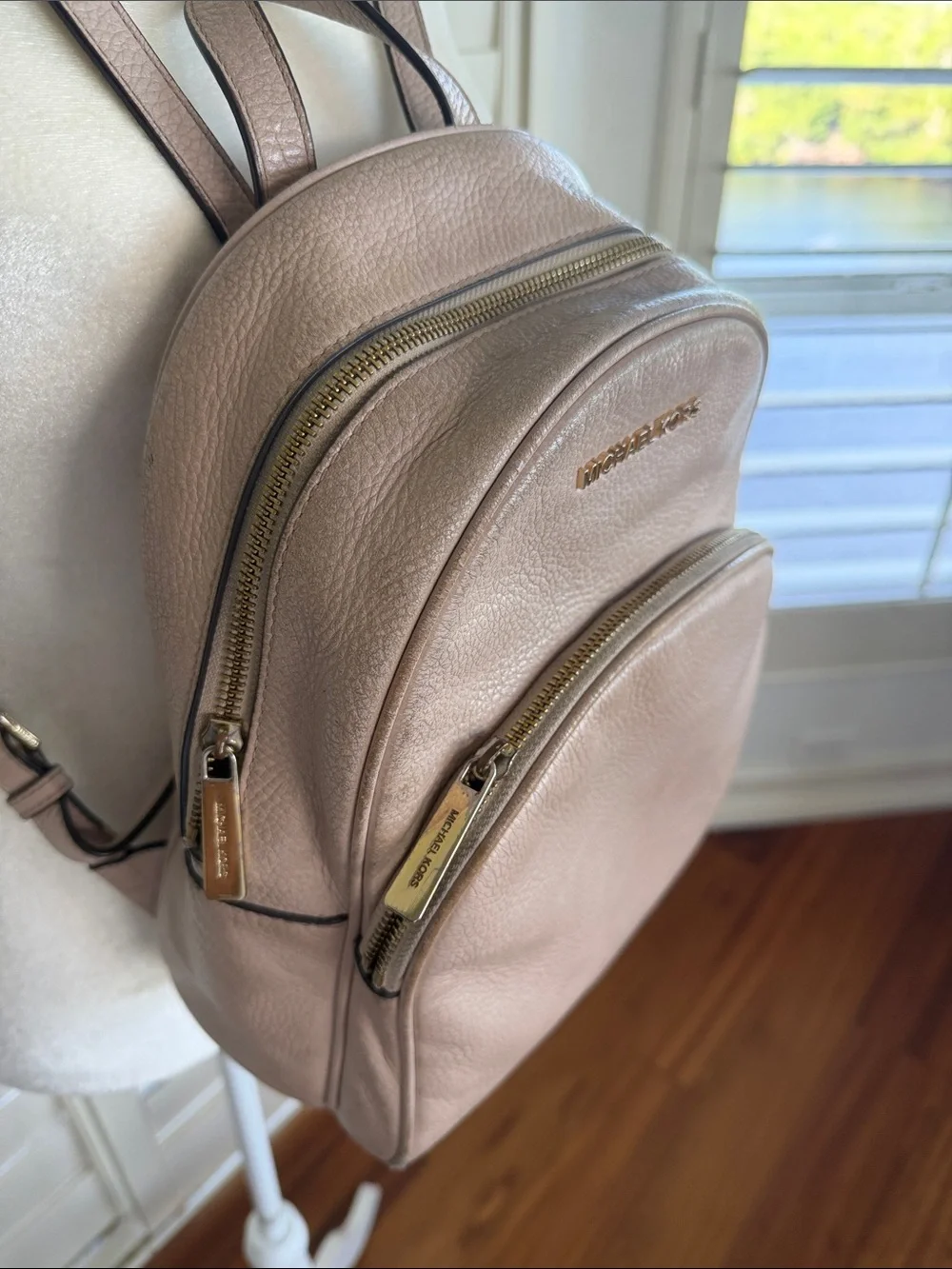Michael Kors Mauve Taupe Pebbled Leather Backpack